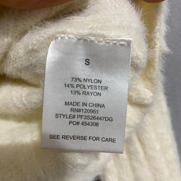 Pink Rose Cream Fuzzy Ribbed Cropped Sweater Sz S Soft Cozy Knit Top - Picture 5 of 8